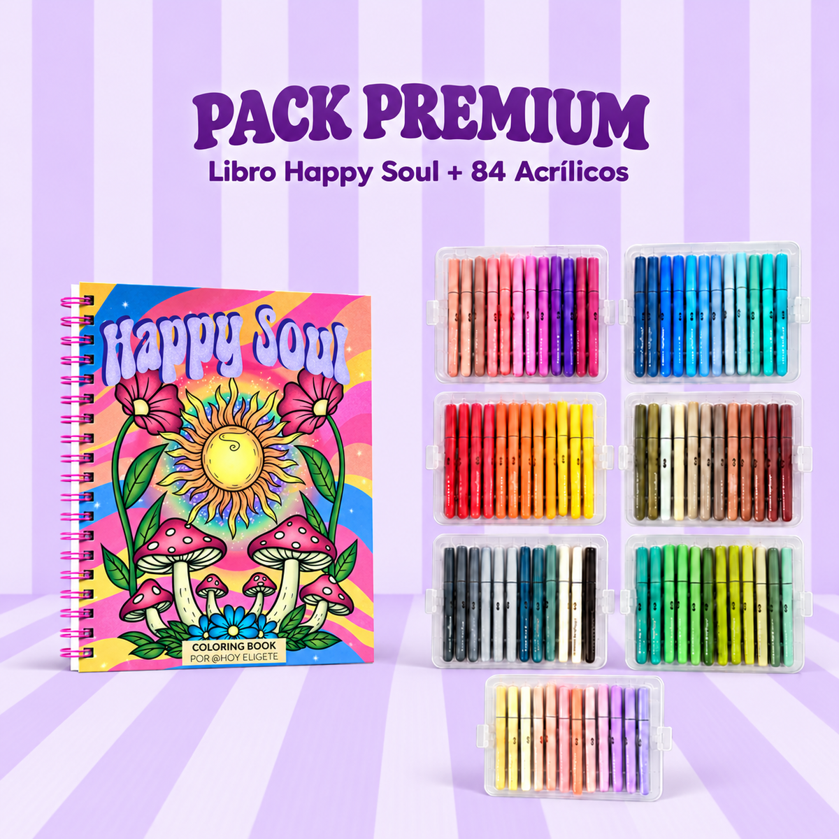 Pack Premium: Libro Happy Soul + 84 Acrílicos